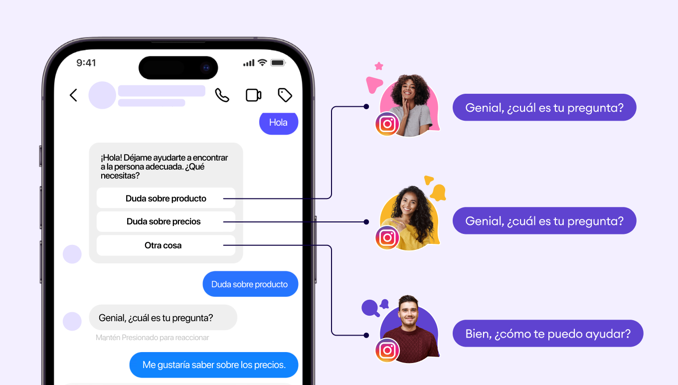 enrutamiento de chats de instagram con kommo 121@2x